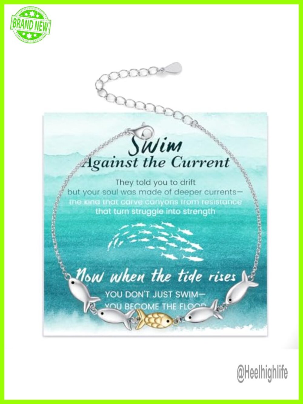 Sterling Silver Fish Bracelet Inspirational Link Jewelry for Women